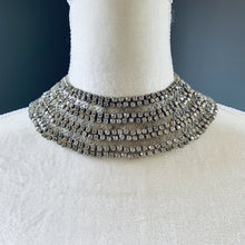 Load image into Gallery viewer, Vintage Rhinestone Collar Choker Necklace with 600 Rhinestones and Lace Filigree. Wedding Jewelry. - Scotch Street Vintage