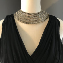 Load image into Gallery viewer, Vintage Rhinestone Collar Choker Necklace with 600 Rhinestones and Lace Filigree. Wedding Jewelry. - Scotch Street Vintage