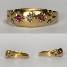 Load image into Gallery viewer, Vintage Ruby Diamond Ring in 18K Yellow Gold. July Birthstone. 15th Anniversary. 1901. Size 7 3/4 - Scotch Street Vintage