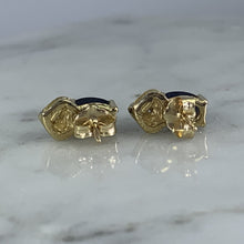 Load image into Gallery viewer, Vintage Sapphire and Diamond Earrings. 10k Solid Yellow Gold. September Birthstone. - Scotch Street Vintage