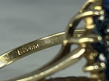Load image into Gallery viewer, Vintage Sapphire and Diamond Halo Ring in Solid Yellow Gold. Unique Sustainable Estate Jewelry. - Scotch Street Vintage