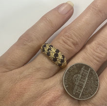 Load image into Gallery viewer, Vintage Sapphire and Diamond Ring set in 14k Yellow Gold. Unique Wedding Band. September's Birthstone. - Scotch Street Vintage