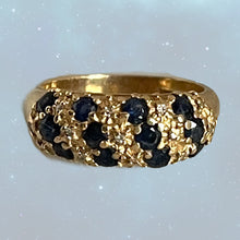 Load image into Gallery viewer, Vintage Sapphire and Diamond Ring set in 14k Yellow Gold. Unique Wedding Band. September's Birthstone. - Scotch Street Vintage
