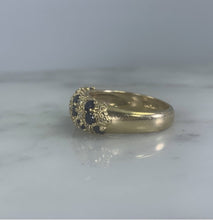 Load image into Gallery viewer, Vintage Sapphire and Diamond Ring set in 14k Yellow Gold. Unique Wedding Band. September's Birthstone. - Scotch Street Vintage