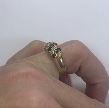 Load image into Gallery viewer, Vintage Sapphire and Diamond Ring set in 14k Yellow Gold. Unique Wedding Band. September's Birthstone. - Scotch Street Vintage