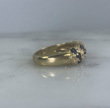 Load image into Gallery viewer, Vintage Sapphire and Diamond Ring set in 14k Yellow Gold. Unique Wedding Band. September's Birthstone. - Scotch Street Vintage