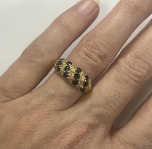 Load image into Gallery viewer, Vintage Sapphire and Diamond Ring set in 14k Yellow Gold. Unique Wedding Band. September's Birthstone. - Scotch Street Vintage