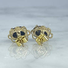 Load image into Gallery viewer, Vintage Sapphire Earrings set in Solid Yellow Gold. Something Old for a Bride to be. September Birthstone. - Scotch Street Vintage