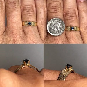 Vintage Sapphire Ring in a 18K Yellow Gold Setting. Unique Engagement Ring. Estate Jewelry. September Birthstone. - Scotch Street Vintage