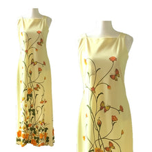 Load image into Gallery viewer, Vintage Shaheen Yellow Floral Maxi Dress with a Large Butterfly Flower Print. Perfect Summer Dress! - Scotch Street Vintage