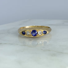 Load image into Gallery viewer, Vintage Spinel Diamond Ring. 18k Yellow Gold. Wedding Band. August Birthstone. - Scotch Street Vintage