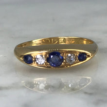 Load image into Gallery viewer, Vintage Spinel Diamond Ring. 18k Yellow Gold. Wedding Band. August Birthstone. - Scotch Street Vintage