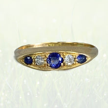 Load image into Gallery viewer, Vintage Spinel Diamond Ring. 18k Yellow Gold. Wedding Band. August Birthstone. - Scotch Street Vintage