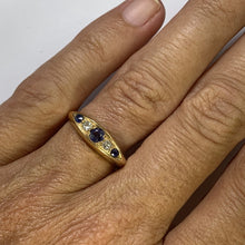 Load image into Gallery viewer, Vintage Spinel Diamond Ring. 18k Yellow Gold. Wedding Band. August Birthstone. - Scotch Street Vintage