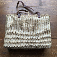 Load image into Gallery viewer, Vintage Straw Purse with Blue Floral Pattern. Perfect Summer Bag. - Scotch Street Vintage