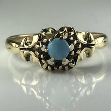 Load image into Gallery viewer, Vintage Turquoise Art Nouveau Ring. 10K Yellow Gold. December Birthstone. Promise Ring. - Scotch Street Vintage