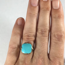 Load image into Gallery viewer, Vintage Turquoise Art Nouveau Ring. 14K White Gold. Circa 1920s. December Birthstone. - Scotch Street Vintage