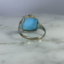Load image into Gallery viewer, Vintage Turquoise Art Nouveau Ring. 14K White Gold. Circa 1920s. December Birthstone. - Scotch Street Vintage
