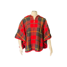 Load image into Gallery viewer, Vintage Wool Poncho in a Red Check Plaid by Pendleton. Fall and Winter Outerwear. Countryside Chic. - Scotch Street Vintage
