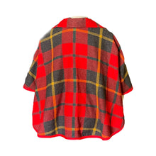Load image into Gallery viewer, Vintage Wool Poncho in a Red Check Plaid by Pendleton. Fall and Winter Outerwear. Countryside Chic. - Scotch Street Vintage