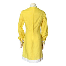 Load image into Gallery viewer, Vintage Yellow Linen Dress with Lace Daisies by Miss Elliette. Bohemian 1960s Sustainable Fashion. - Scotch Street Vintage