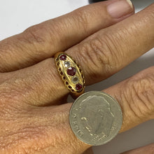 Load image into Gallery viewer, 1890s Antique Spinel and Diamond Ring in 18k Yellow Gold. Unique Stacking or Wedding Ring. - Scotch Street Vintage