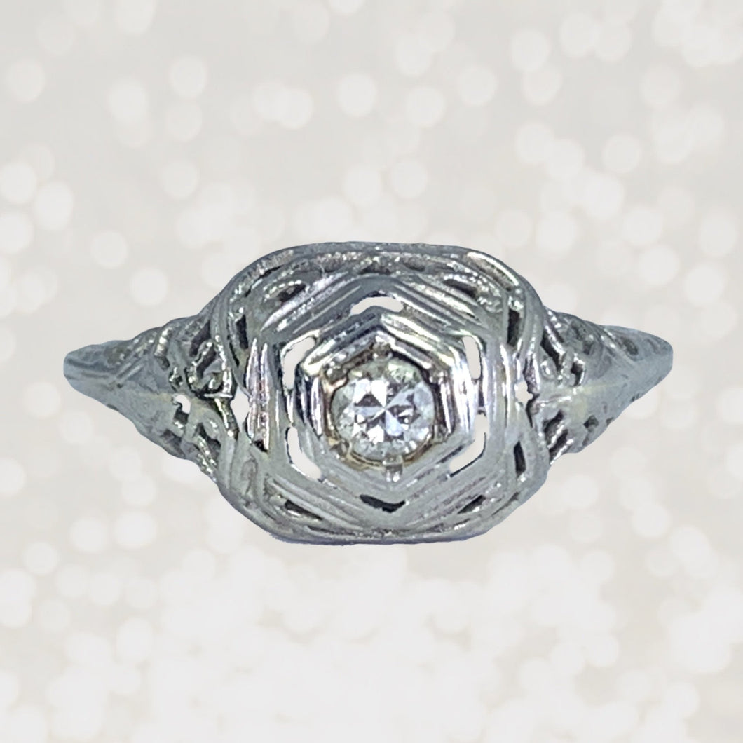 Illusion Art Deco East West Antique Engagement Ring Setting for a 1/4 Carat  Stone in White Gold — Antique Jewelry Mall