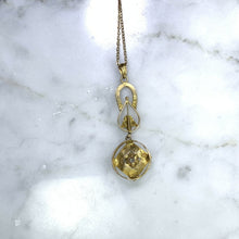 Load image into Gallery viewer, 1930s Diamond Pendant in 10K Yellow Gold Filigree. Drop Pendant with Art Nouveau Style. - Scotch Street Vintage