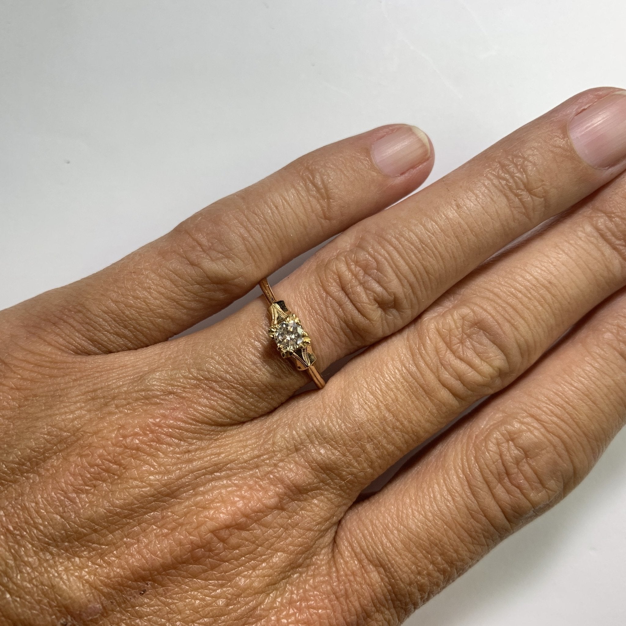 1940s diamond engagement ring set in 14k yellow gold april birthstone 10 year anniversary