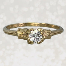 Load image into Gallery viewer, 1940s Diamond Engagement Ring set in 14K Yellow Gold. April Birthstone. 10 Year Anniversary - Scotch Street Vintage