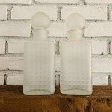 Load image into Gallery viewer, 1940s Frosted Glass Decanter Set. Scotch &amp; Rye Bottles. Vintage Barware. Perfect Housewarming Gift. - Scotch Street Vintage
