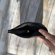 Load image into Gallery viewer, 1950s Black Satin Clutch by Ande with Built in Mirror and Lucite Closure. Sustainable Fashion Accessory. - Scotch Street Vintage
