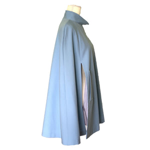 1950s Blue Cape for Montgomery Ward. Asymmetrical Poncho. Stylish Vintage Outerwear Jacket. - Scotch Street Vintage