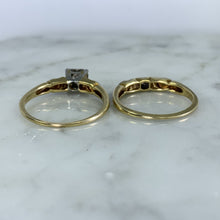 Load image into Gallery viewer, 1950s Diamond Engagement Ring and Wedding Band Set in 14k Gold by Jabel. Vintage Estate Jewelry. - Scotch Street Vintage