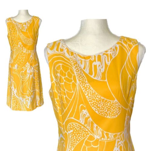 1950s Mod Dress with Yellow and White Two Tone Floral Design from Cover Girl Miami. - Scotch Street Vintage