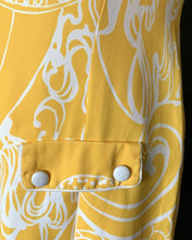 Load image into Gallery viewer, 1950s Mod Dress with Yellow and White Two Tone Floral Design from Cover Girl Miami. - Scotch Street Vintage