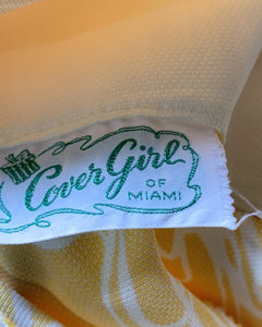 1950s Mod Dress with Yellow and White Two Tone Floral Design from Cover Girl Miami. - Scotch Street Vintage