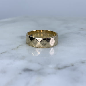 1960s Etched Gold Wedding Band or Stacking Ring in 9k Yellow Gold. Estate Jewelry. Size 4 1/2. - Scotch Street Vintage