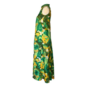 1960s Floral Maxi Dress with Green and Yellow Flowers by Reef. Perfect Tropical Summer Dress - Scotch Street Vintage