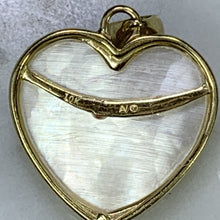 Load image into Gallery viewer, 1960s Heart Shaped Mother of Pearl Pendant with Diamond and Ruby Flowers set in 10k Yellow Gold. - Scotch Street Vintage
