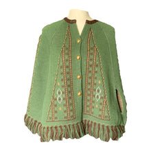 Load image into Gallery viewer, 1960s Knit Sweater Poncho or Jacket in Green and Brown. Very English Countryside Boho Chic. - Scotch Street Vintage