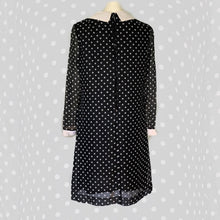 Load image into Gallery viewer, 1960s Mod Babydoll Dress in Black Georgette with White Polka Dots. Instant Classic Party Dress. - Scotch Street Vintage