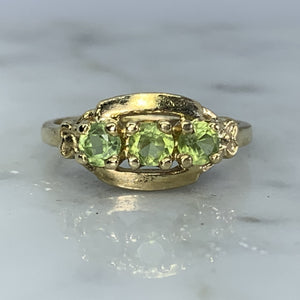 1960s Peridot Ring in a 14k Yellow Gold Setting. August Birthstone. 16th Anniversary Gift. Estate Jewelry. - Scotch Street Vintage