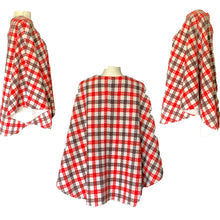 Load image into Gallery viewer, 1960s Poncho in a Red and Brown Check Plaid. Perfect Jacket for Fall. English Countryside Bohemian. - Scotch Street Vintage