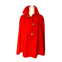 Load image into Gallery viewer, 1960s Poppy Red / Orange Cape by Jerold. Perfect Spring Jacket with Toggle Closure. - Scotch Street Vintage