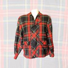 Load image into Gallery viewer, 1960s Red Plaid Wool Bomber Jacket by Gloria Gelb. Fall Fashion Trend Vintage Style. Sustainable Clothing. - Scotch Street Vintage