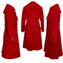 Load image into Gallery viewer, 1960s Red Wool Coat by Preen. Warm Winter Coat. Military and Sailor Styling. Vintage Clothing. - Scotch Street Vintage