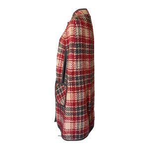 1960s Wool Poncho Cape in a Red and Gray Plaid. Stylish and Warm Vintage Outerwear Coat. - Scotch Street Vintage