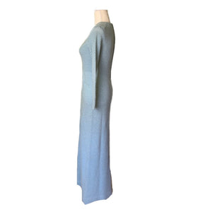 1970s Blue Sweater Maxi Dress by Saks Fifth Avenue. Wool and Mohair Knit. Sustainable Clothing. - Scotch Street Vintage