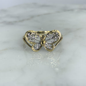 1970s Gold Butterfly Ring in 10K Yellow and White Gold. Would Make a Wonderful Graduation Gift. - Scotch Street Vintage